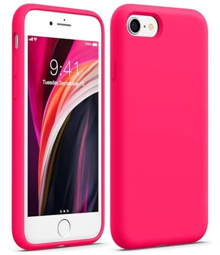 AOTESIER Compatible with iPhone SE Case and iPhone 8 Case 4.7 inch,Silky Touch Premium Soft Silicone Rubber Anti-Fingerprint Full-Body Protective Flexible Bumper Case for iPhone SE/8/7 (Hot Pink) Cellular phone case