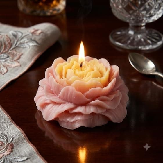 Rose Scented Candle Large Size Elegant Design Attractive Scent Adds Warm Ambiance To Place Suitable For Romantic Parties, Christmas, Special Occasions And Gift.