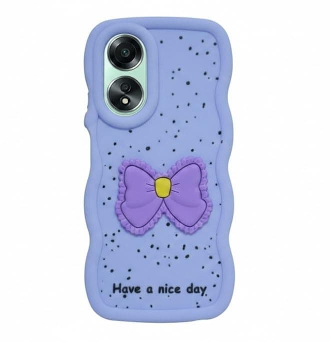 Compatible Case With Oppo A58, [Drop Protection] 3D Bow Pattern Soft TPU Shockproof Phone Case Full Body Protection (Purple) Cellular phone case