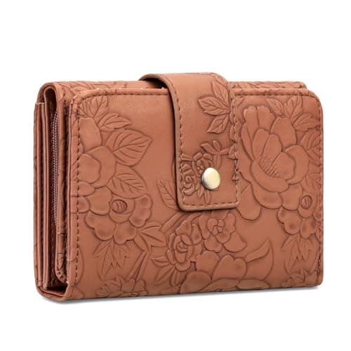 SENDEFN Wallets for Women Trifold Ladies Wallet Credit Card Holder 3 Coin Pockets with ID Window, A01 Brown, Classic