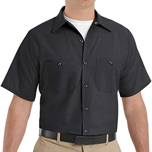 Red Kap Men's Industrial Work Shirt, Short Sleeve Utility Button, Black, 6XL