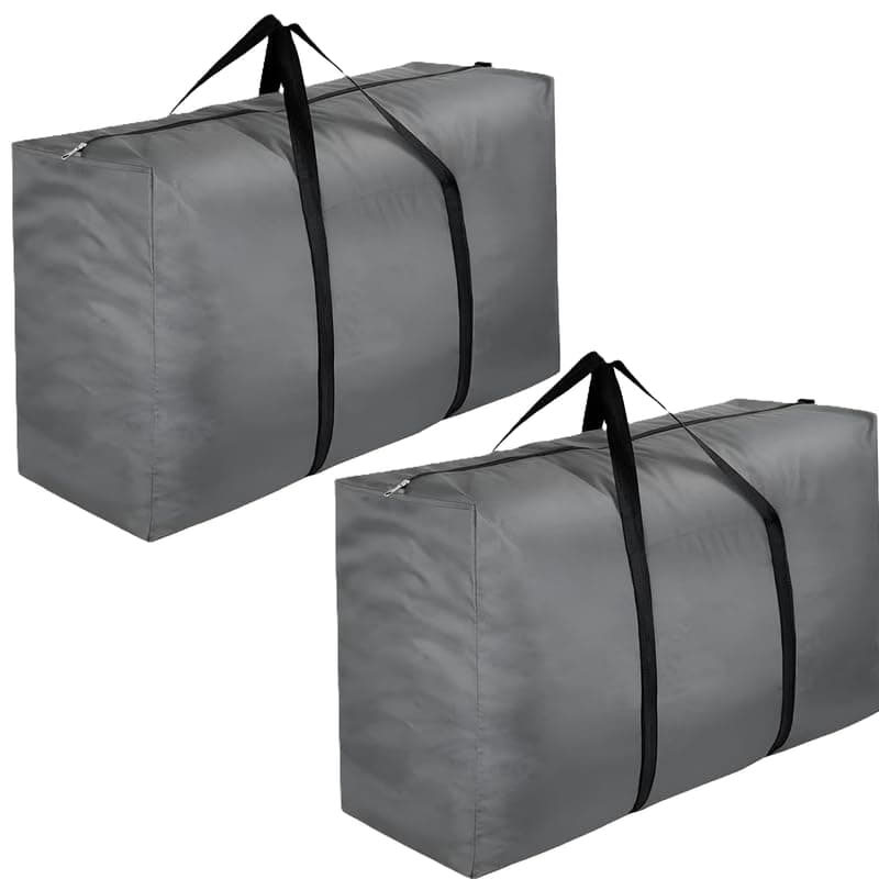 110L Large Clothes Storage Bag - High Quality Fabric, Sturdy Zippers, Storage Bags for Blankets and Clothes, Under Bed Storage Box for Comforters, Blankets - Set of 2 - Grey