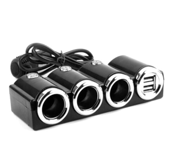 KaberTrade KaberTrade 5 in 1 Smart Car Lighter Splitter Multi Outlet Power Adapter for Cars Trucks Navigation Dash Cam Mobile Charging (3 Eye/2USB, Code:3926) Mechanical lighter