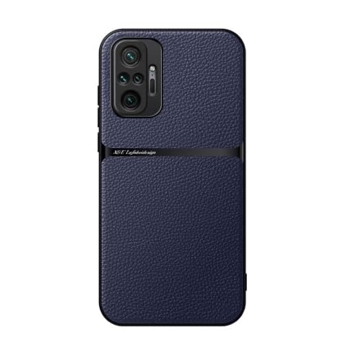 Case For(Compatible With Redmi Note 10 Pro) Litchi Leather Magnetic Full Coverage Shockproof Pho Premium Leather TPU Silicone Hybrid Texture Is Non-Slip And Shockproof Phone Case Cover (Blue)