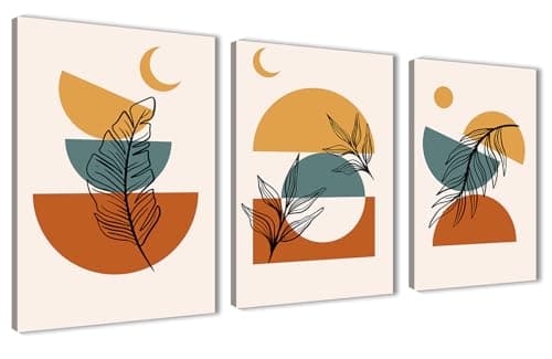 NOVA ART Canvas Wall Art Abstract Minimalist Geometric Botanical Wall Art Prints for Bedroom Living Room Office Wall Decor Modern Home Decor 30cm x 40cm x 3pcs