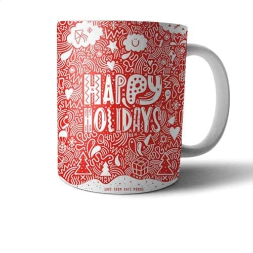 Ceramic Happy Holidays Print Mug - Multi Color Drinking cup