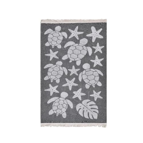 Helene MOU Cotton Terry Beach Towel, 90 cm x 170 cm Size, Turtles Grey