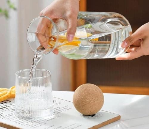 Generic Glass water bottle with a ball-shaped lid, 1-liter capacity, .flo