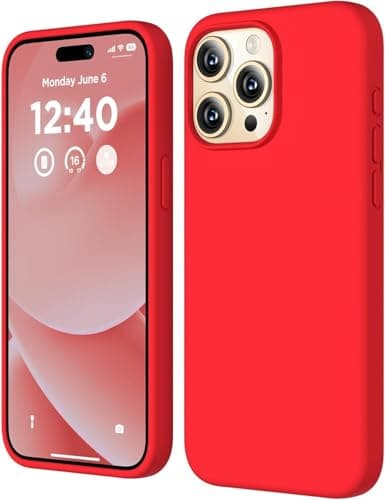 Compatible with iPhone 16 Pro Case, Premium Liquid Silicone Case, Full Body Protective Cover, Shockproof Slim Phone Case, Anti-Scratch Soft Microfiber Lining, 6.3 inch (Red) Cellular phone case