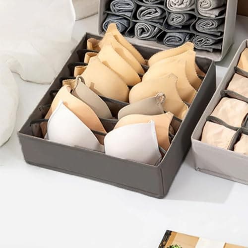 4-Piece Underwear and Sock Organizer Set for Closet Drawer Organization Lightweight Space Saving Storage Dividers for Travel Bags and Wardrobes Grey Caddy
