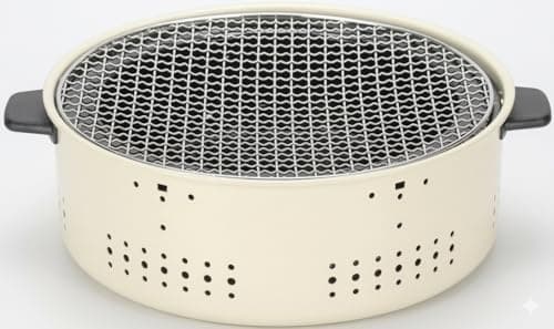 Round Charcoal Grill for Indoor and Outdoor Use, Suitable for Meat, Chicken, Seafood.
