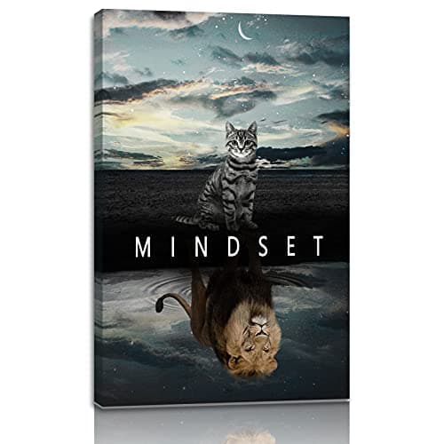 AMART SUN Mindset is Everything Prints Motivational Poster Wall Decor, Inspirational Canvas Wall Art, Success Nutrition Facts Office Entrepreneur Quotes Painting Framed Ready to Hang