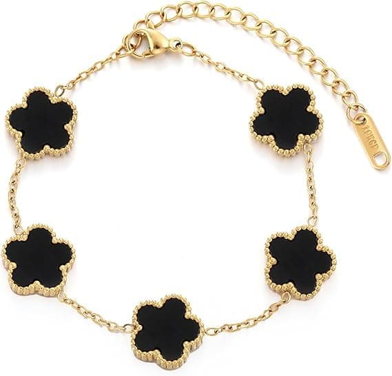 USHOP 18K Gold Plated Stainless Steel Bracelet Fashion Luxury Clover Bracelets for Women Jewelry Gifts