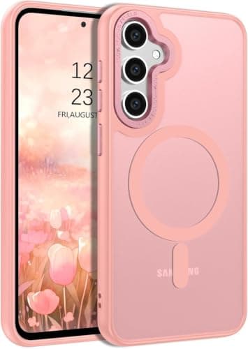 Case Cover Translucent Matte Slim Shockproof Magnetic Phone Case (Compatible with Samsung S24 FE) Women Men Girl Boy Protective Cover (Light Pink) Cellular phone case