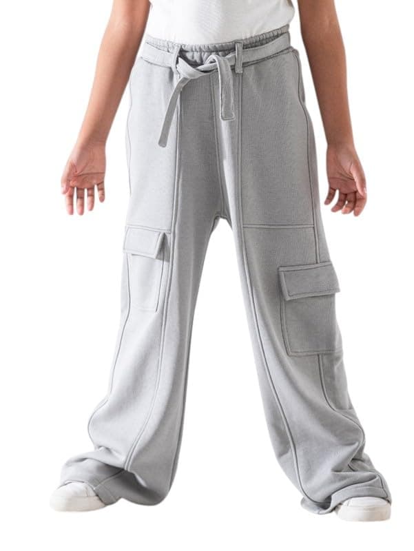 Marvy Kids Unisex Cargo Jogger Pants Soft Cotton Blend Sweatpants with Pockets and Tie Waist