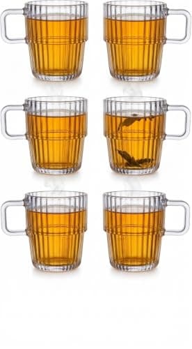 Clear Glass Cups Set of 6 180ml – Elegant Design Tea and Coffee Mug – Hot & Cold Glass Cups – Suitable for Daily Use & Hospitality