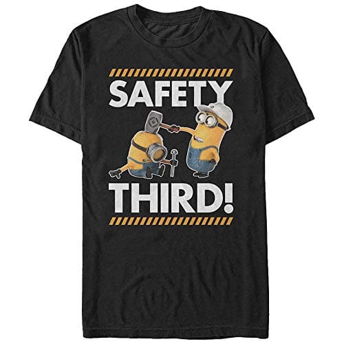 Despicable Me Men's Minions Safety Third Construction Bop Funny Graphic Tee Shirt