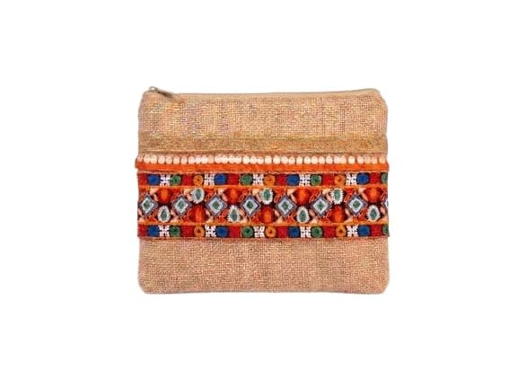 Burlap Bag for Women Summer Beach Bag Bohemian Clutch Fashion Variety | Trendy Bohemian Design, Zipper Top, Burlap Fabric, Geometric Ornaments, Everyday Use Handbag