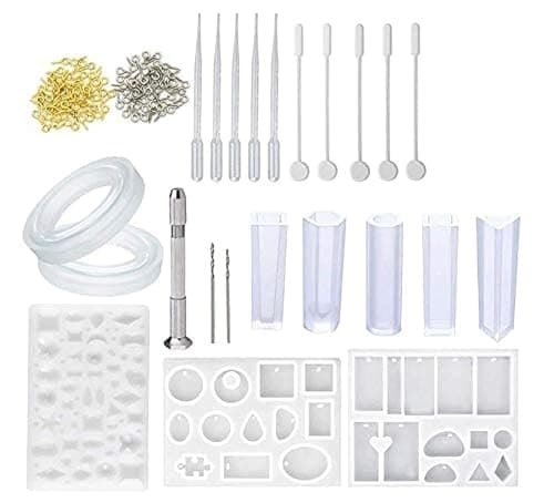 DIY Liquid Resin Molds Jewelry Making Tool for Polymer Clay, Crafting, Resin Epoxy (127pcs Jewelry Mold Making Kit) Art craft kit