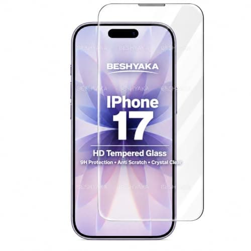 BESHYAKA Screen Protector for iPhone 17, No Black Frame, HD Clear, 9H Tempered Glass, Anti-Dust, Full Coverage, Scratch Resistant, Easy Installation