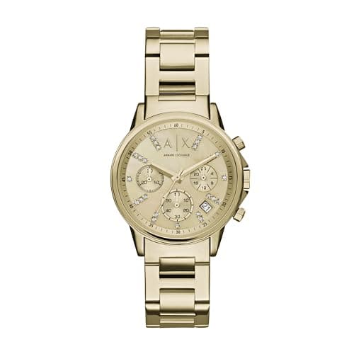 A|X Armani Exchange smart women's gold dial stainless steel band chronograph watch - ax4327