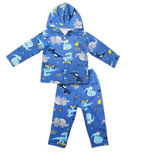 Baby Shoora Boys Pajama Set Of 2 Pieces Long Sleeves Hooded Sweatshirt&Pants Printed Animals Pajama Set (pack of 1)