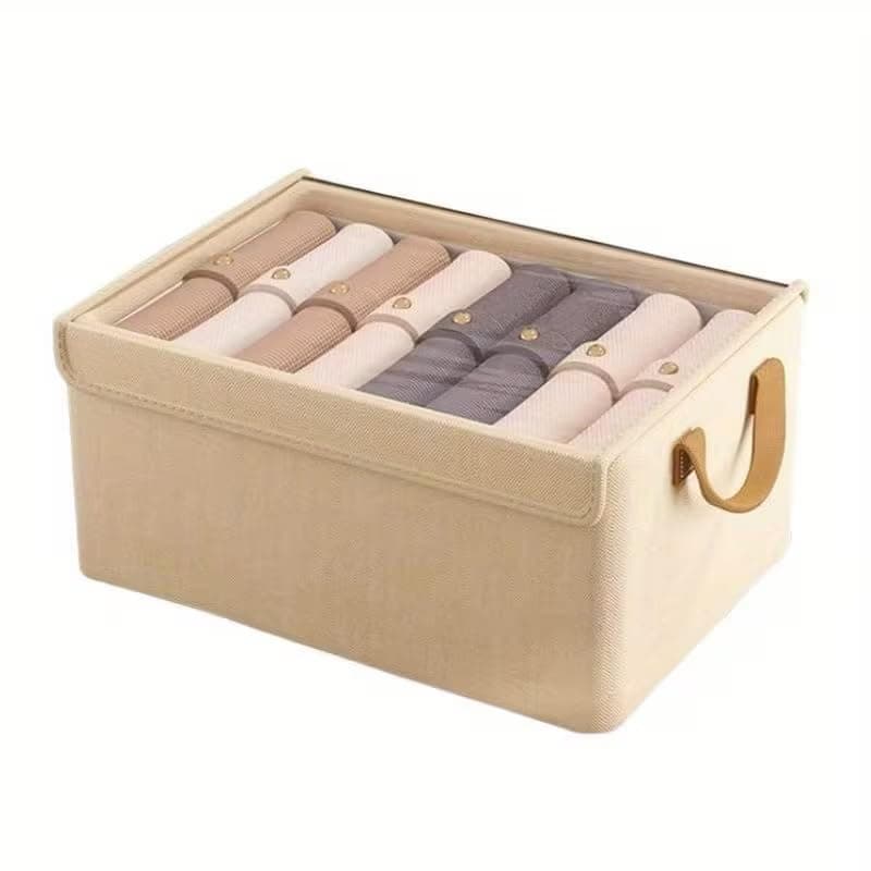 Linen Fabric Clothes Storage Box Closet Organizer Bin 45x30x20 cm