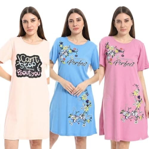 KADY Womens Bundle of 3 sleepshirt short sleeves Bundle of 3 sleepshirt short sleeves
