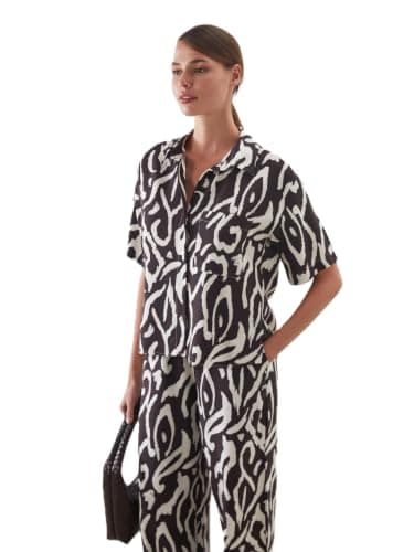 LC WAIKIKI Woman Patterned Linen Blend Women's Shirt