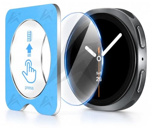 ARROWS Screen Protector for Samsung Galaxy Watch 8 (44mm), 9H Tempered Glass, Auto-Alignment Installation Kit, HD Clear, Bubble-Free Installation