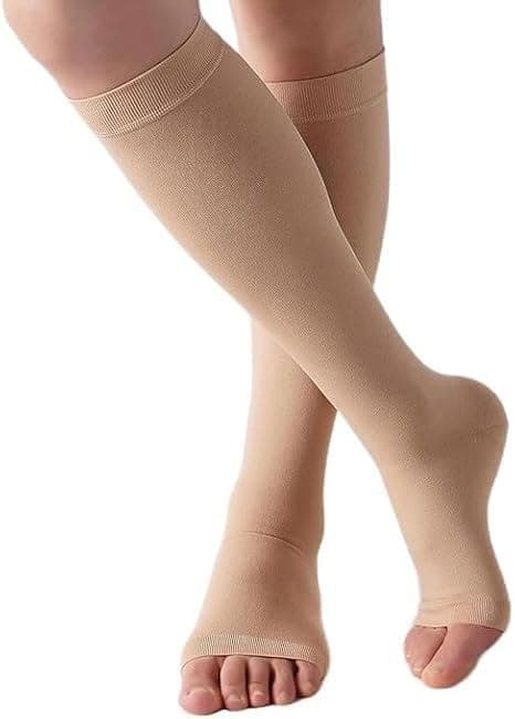 Medical Grade Below Knee Socks For Unisex - Light And Easy To Use - Supports Daily Comfort And Helps Improve Sensation Of Motion - Beige Medical compression garment