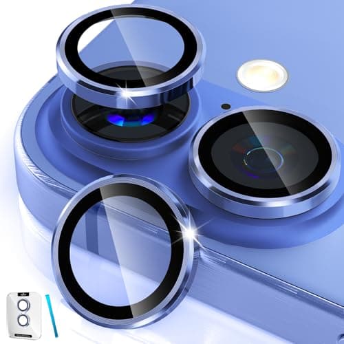 imluckies Camera Lens Protector for iPhone 16 / iPhone 16 Plus, AR+AF Tempered Glass 9H Anti-Scratch Metal Individual Lens Cover, HD Clear Camera Accessories, Case Friendly - Ultramarine Screen protector
