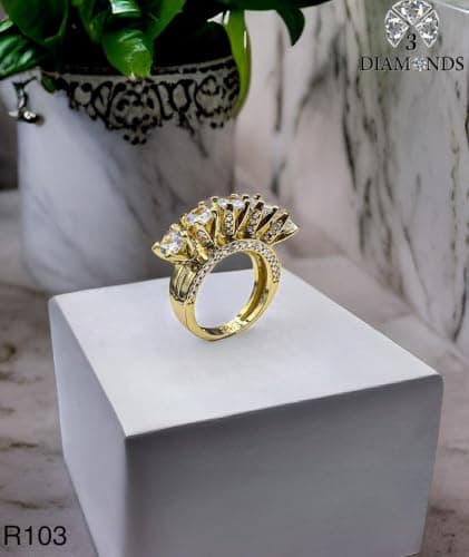 3 Diamonds 292474661779080 Band Ring For Women Gold Plated
