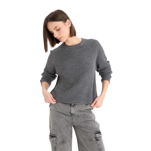 DeFacto Womens Coool Regular Fit Crew Neck Long Sleeve Tricot Pullover L2567AZ Pullover (pack of 1) Sweater