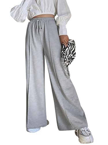 MIZEH Women's Wide Leg Sweatpants - Comfortable and Trendy Everyday Wear High Waist Wide Leg Sweatpants for Girls and Women Pants