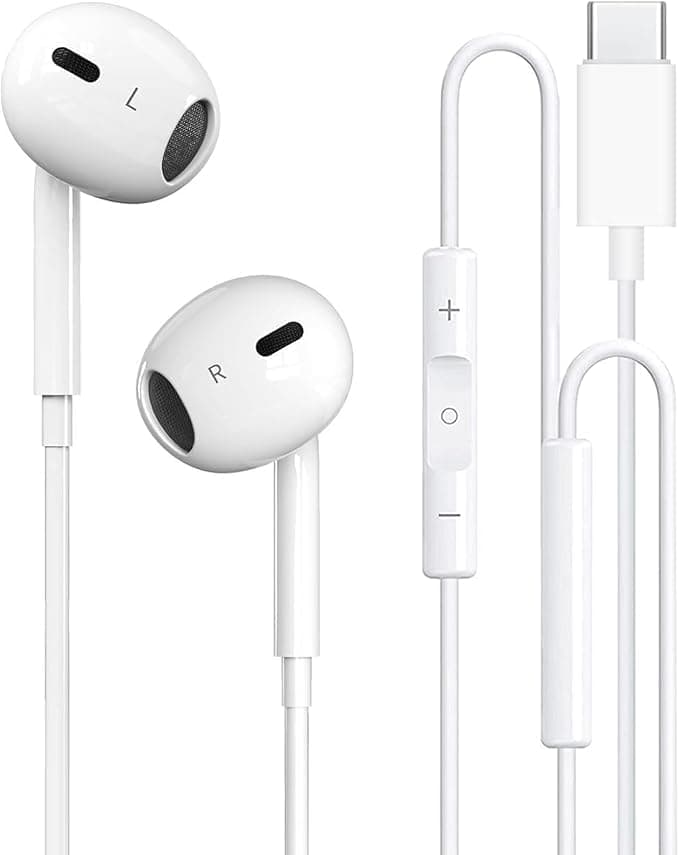 USB C Wired Earbuds with Microphone and Controls Noise Cancelling for iPhone 16 16/15 Pro Max iPad Galaxy S23/S22/S21/S20/Ultra Note 10/20, Pixel 7/6/5/4 Headphones