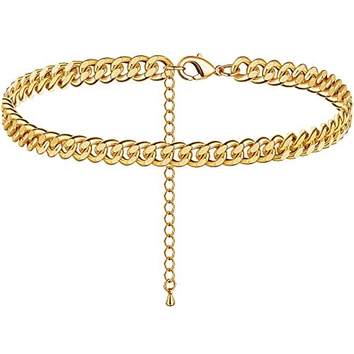 CHESKY Women 14K Gold Plated Metal Cuban Link Anklets, Cubic zirconia Bracelet