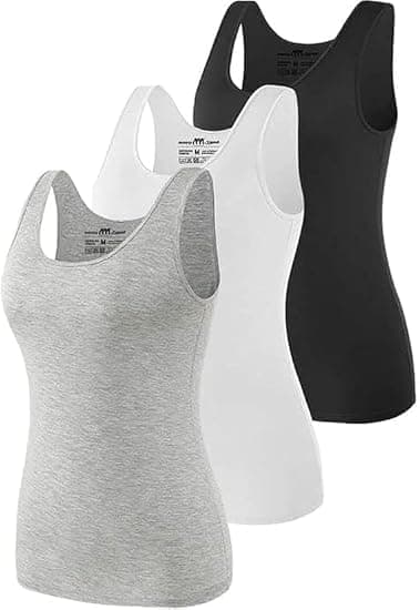 Pack of 3 Solid Cotton Stretch Comfortable Lightweight Everyday Tank Top Shirt