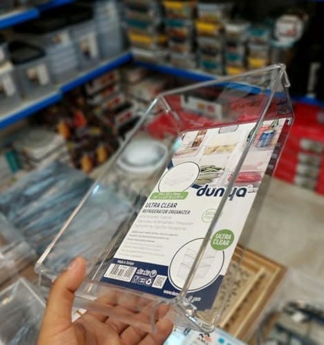 Ultra Clear Refrigerator Organiser Bin with Handle, 30 x 20 x 7 cm, Small Storage Container Item container