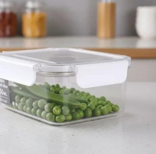 Generic 2-Piece Rectangular Acrylic Container Set,Suitable for storing food, fruits,legumes, cheese, and pickles,Features a secure, spill-proof clip-lock lid, 350 ml,High-quality imported product, .db Food storage container