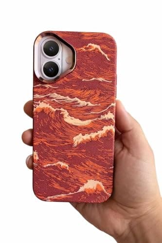 Ecosystem Case For iPhone 17, Aramid Fiber Woven Cover Compatible with Magnetic Wireless charger,1500D Fiber Textures, Slim Fit,Luminous effect, Exceptional for iPhone 17 (Wave Orange.) Cellular phone case
