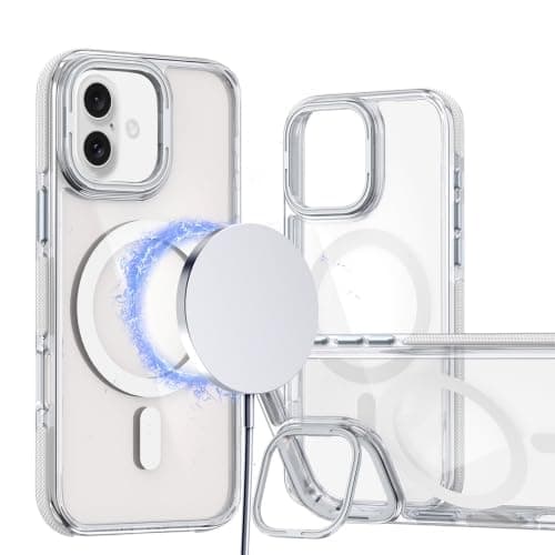 Case Transparent Back With Colorful Frame Strong Magnetic Circle [Compatible with Magsafe For iPhone 16 Plus (6.3") ] Slim Shockproof Cover Case (White) Cellular phone case