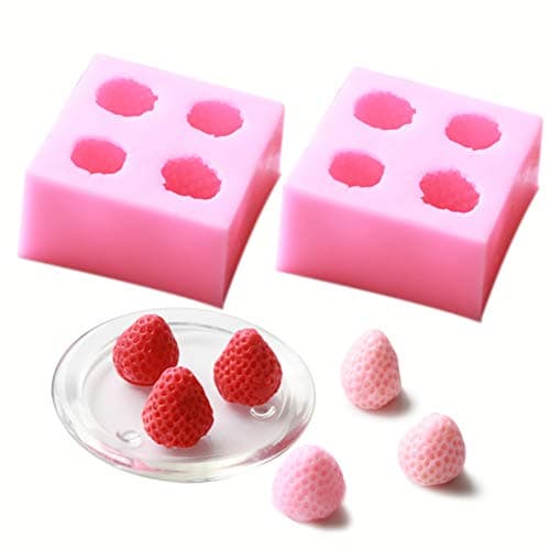 HengKe HengKe 2pcs 3D Strawberry Silicone Mold, Food Grade Safety Silicone Materials for Baking Mousse Dessert Ice Molds Gelatin Cube Cake Chocolate Truffle Pastel Mold Fruit Shape Ice Cream Mold