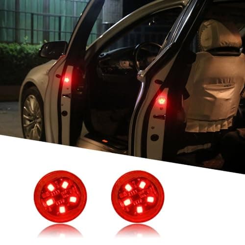 LED Car Door Safety Warning Lights, Wireless Anti-Collision LED Strobe Light, Door Mount Signal Light for Car Safety Passengers Passers-by (2)