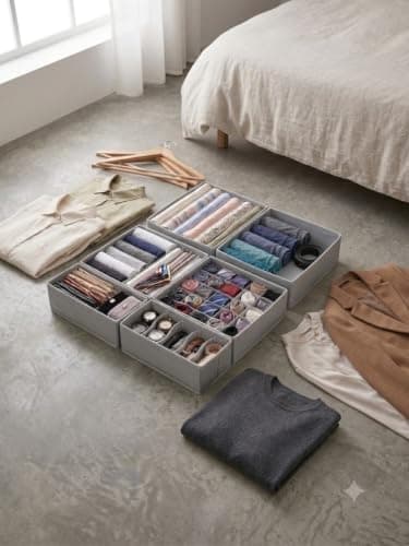 Generic Grey Fabric Drawer Organiser Set of 6, Clothing Storage, .bs