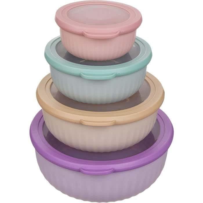 Generic 4-piece round fridge set,Pure plastic with a silicone lid,Completely safe,Microwave, dishwasher, and freezer safe,Imported product, .ri