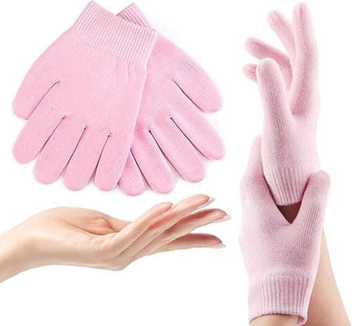 Pair Gel Spa Gloves Moisturizing Gloves for Dry Hand Treatments, Cotton Hand Lotion Gloves Night Moisture Gloves, Silicone Glove for Softening Dry Cracked Skin (Light Blue)