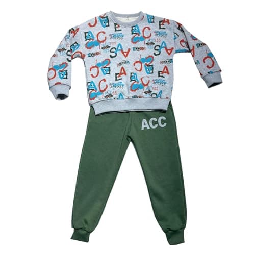 Access Boys Pajama Set Of 2 Pieces Long Sleeves Sweatshirt&Pants Printed Letters Pajama Set (pack of 1)
