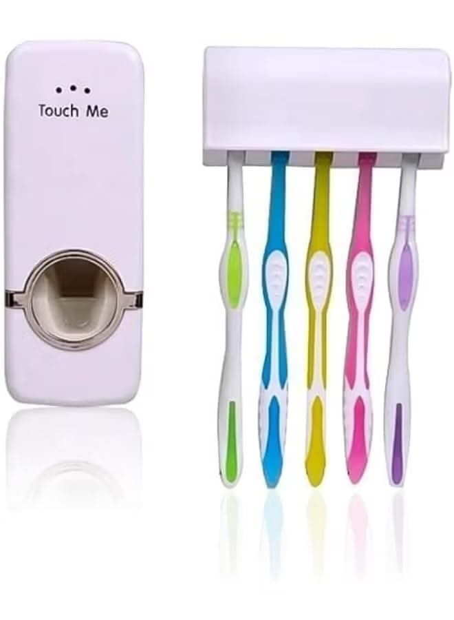 Toothpaste Dispenser with 5 Toothbrush Holders Wall Mount