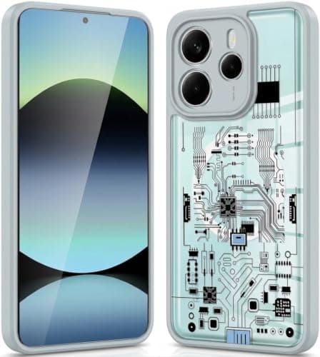 Compatible with Redmi Note 14 (4G) Electronic Clear Hard Case Shockproof Durable Material Gives Your Phone Strong Protection and Premium Look (Grey) Portable electronic device cover